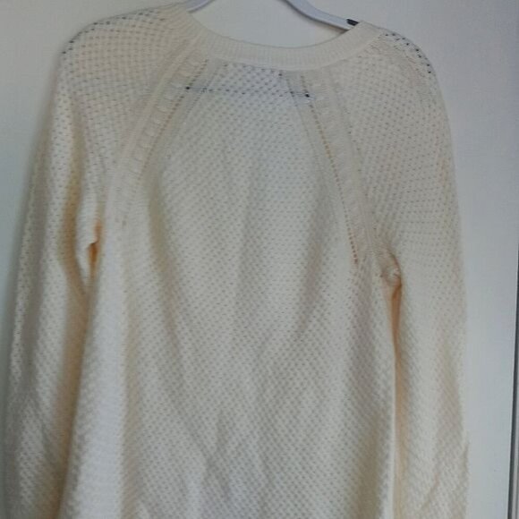 Loft Size Medium Open Knit Cable Knit Detail Lightweight Sweater Cream - Picture 5 of 5
